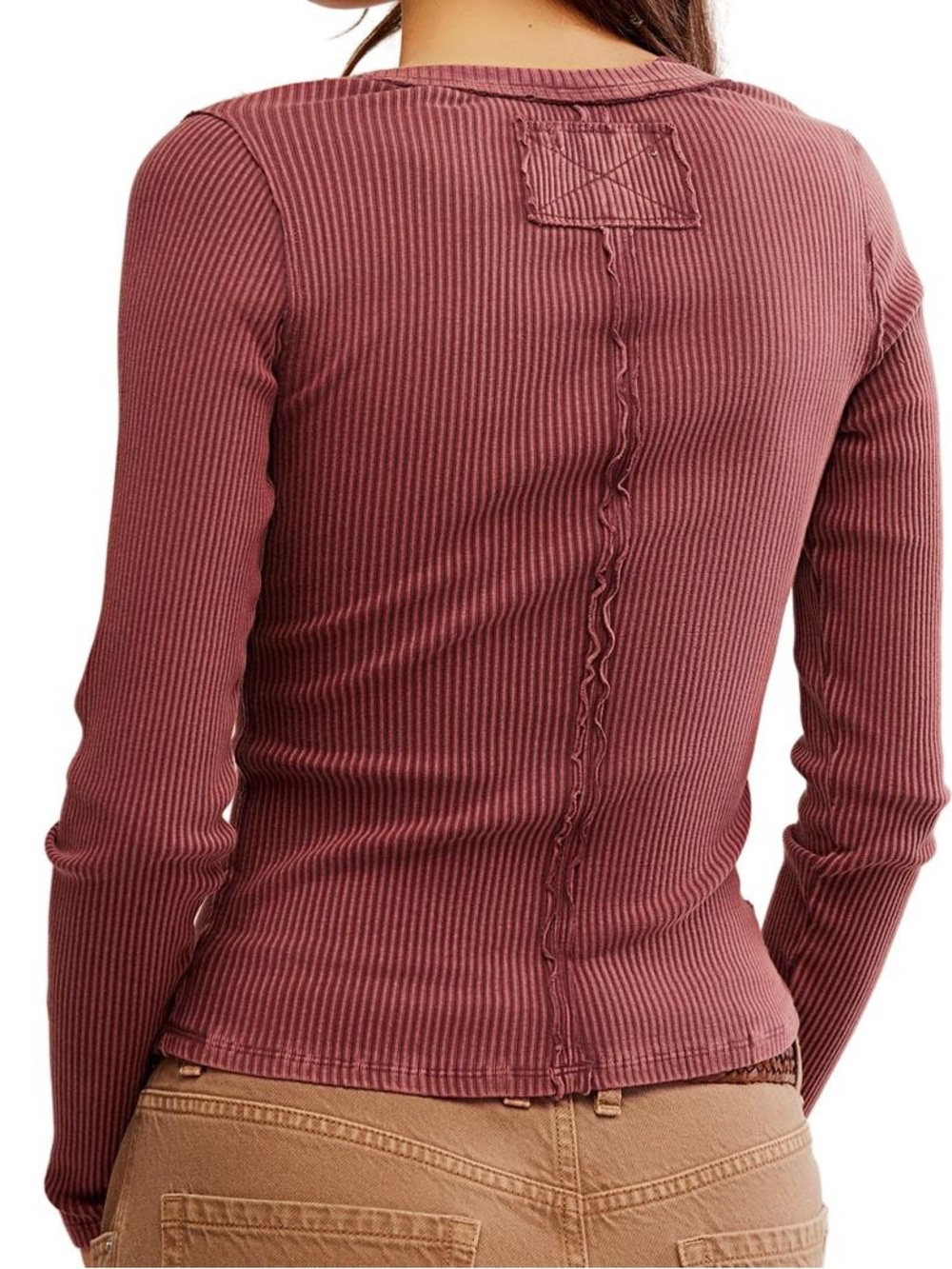 NWOT Wine-red ribbed-knit Free People It's On Cardi - Picture 4 of 6